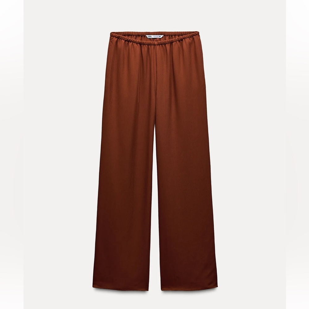 Zara- FLOWY PANTS ZW COLLECTION Elegant Brown Women's Pants